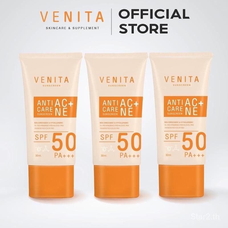 3 ชิ้น Venita Anti-Acne Care ครีมกันแดด SPF50/PA+++30ml Venita Anti-Acne Care ครีมกันแดด SPF50 PA+++