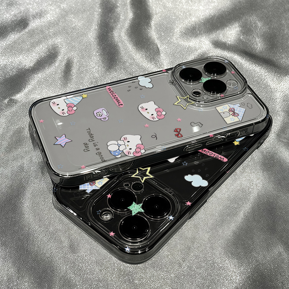 จัดส่งในพื้นที่ เคสโทรศัพท์มือถือ Space Shell For IPhone16 15 14 13 12 11 6 8plus Pro Promax X XSMAX สีชมพู ลูกแมว
