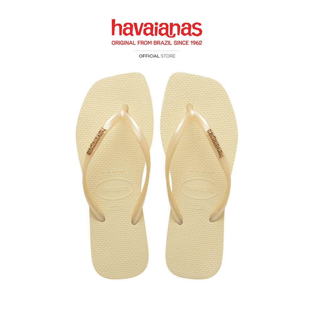 HAVAIANAS รองเท้าแตะ Slim Square Logo Metallic Flip Flop CREAM 414825792563F_F5CMXX