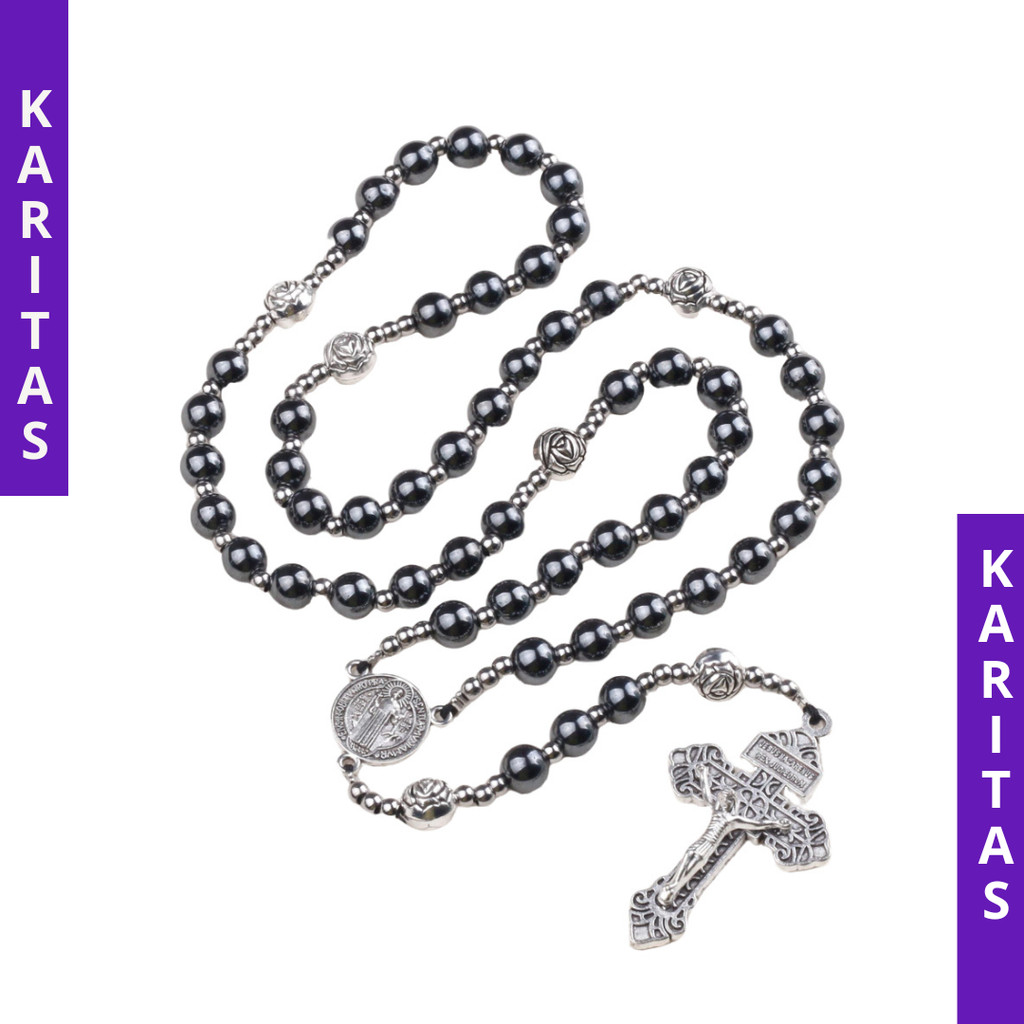 ONYX CATHOLIC ROSARY NECKLACE / ROSARY ของแท้ / ROSARY ผู้หญิง / NATURAL STONE ROSARY / KONTAS