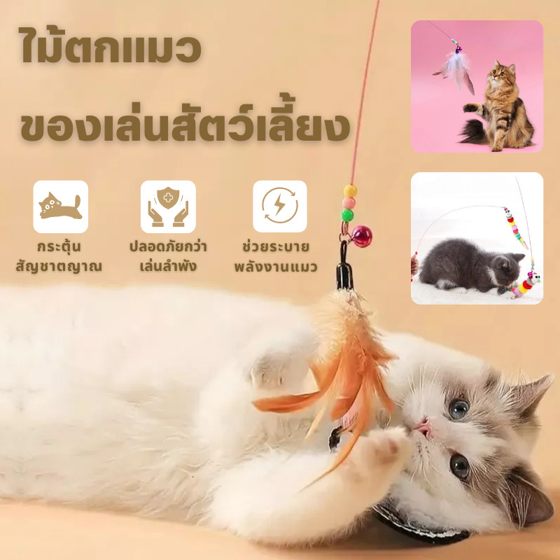 ⚡พร้อมส่ง🐾ไม้ตกแมว ของเล่นแมว ไม้แมว ไม้ล่อแมว ขอเล่นแมว ของเล่นเเมว
