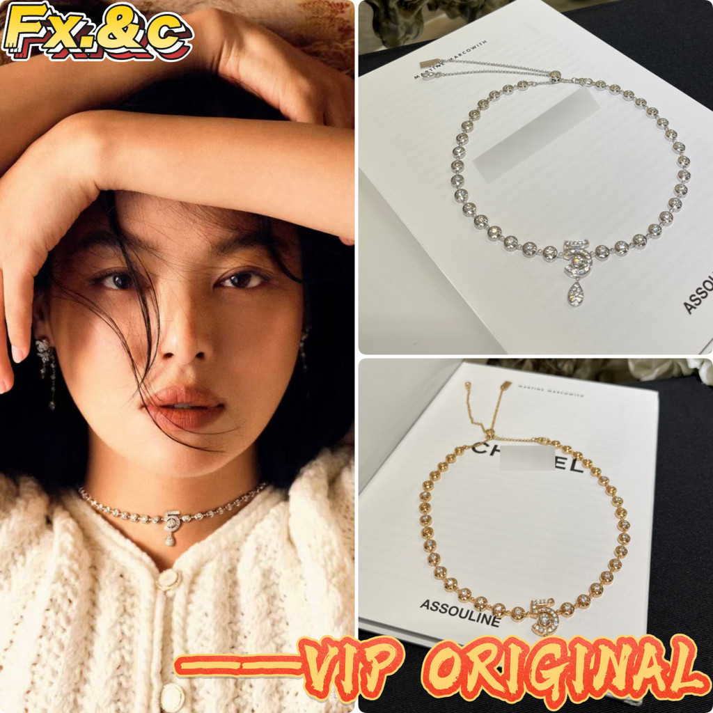 【ก่อนสั่งสอบถาม】ราคา7100 CCC สร้อยคอสายเรียงเพชรเต็มตัวเลข 5 เงินแท้ 925 ประดับด้วยเพชร CZ