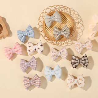 2 ชิ้นดอกไม้พิมพ์ผมโบว์คลิปสําหรับเด็กทารกลูกไม้ด้านข้าง Pastoral ผ้าฝ้าย Hairpin Barrettes Headwear อุปกรณ์เสริมผมของขวัญ