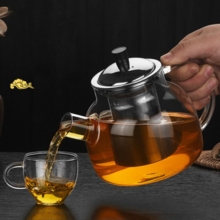 กาน้ําชาแก้วทนความร้อนพร้อมสแตนเลส Infuser ใสหนากาต้มน้ํา Te…