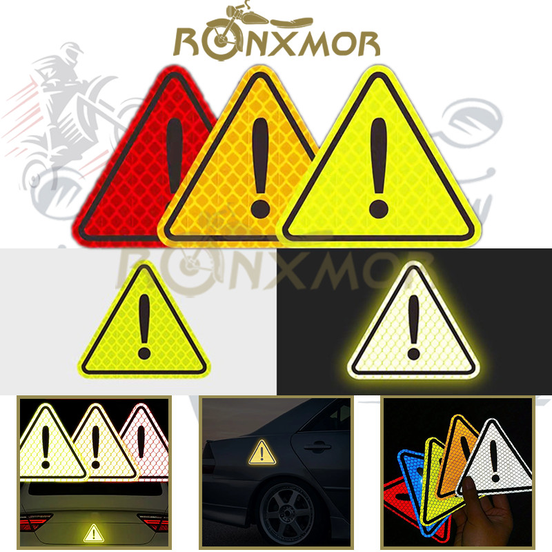 RONXMOR 1PC รถสามเหลี่ยมสติกเกอร์สะท้อนแสงความปลอดภัยยานยนต์สามเหลี่ยมคําเตือนจุดระลึก Pay Attention ป้ายคําเตือน Decal รักษาระยะทางสังเกตสติกเกอร์