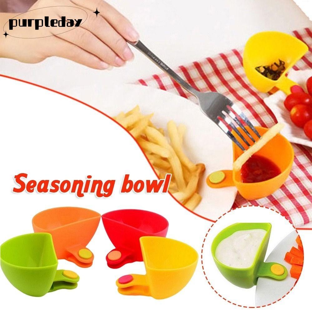 PURPLEDAY Spices Dip Container Bowl,พลาสติกอเนกประสงค์ Dip Clip-On Kitchen Gadgets Dip Holdersห้องคร
