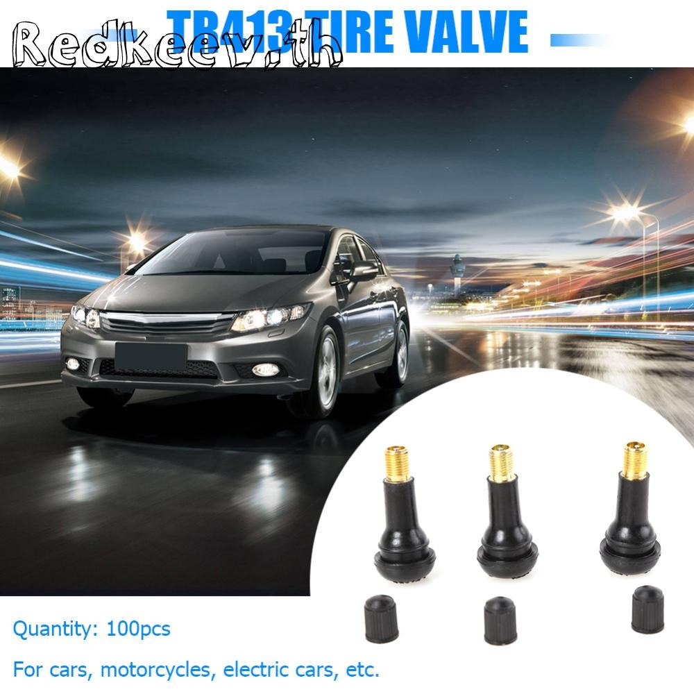 100 ชิ้น TR-413 Snap In สั้นสีดํายางวาล์ว Stems TR413 วาล์วแบบไม่มียาง