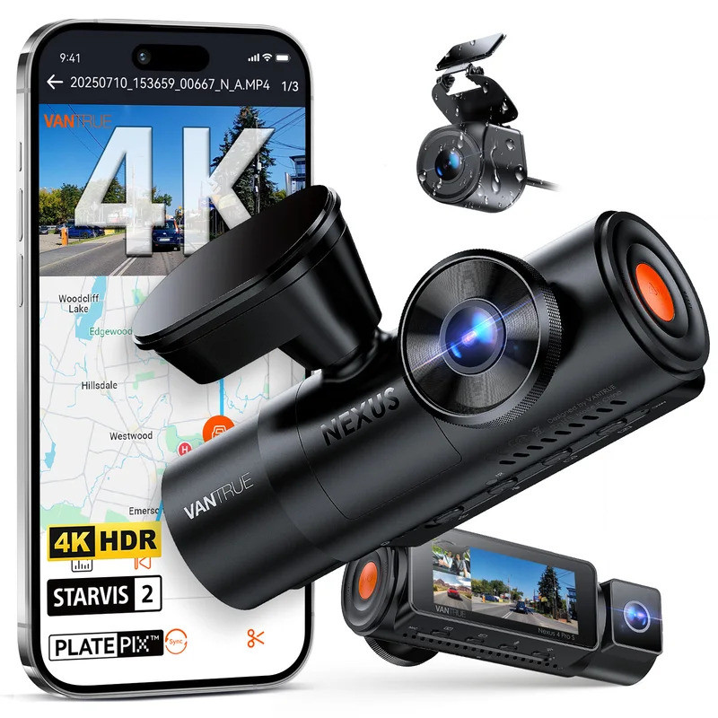 Vantrue N4 Pro S กล้องติดรถยนต์ 3 ช่อง STARVIS 2 HDR อินฟราเรด Night Vision 4K + 1080P + 2.5K ความละ