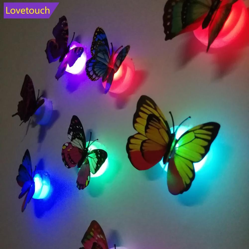 LOVETOUCH โคมไฟกลางคืนสองชั้นรูปผีเสื้อ แสงสว่างแบบผีเสื้อ LED สามารถจัดวางได้ สำหรับตกแต่งผนัง Q2T3