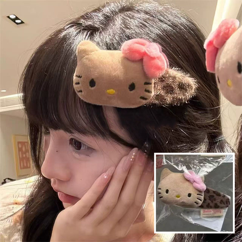 กิ๊บรูปการ์ตูนแมวเสือดาวสีชมพู พิมพ์ลายเรียบหรู