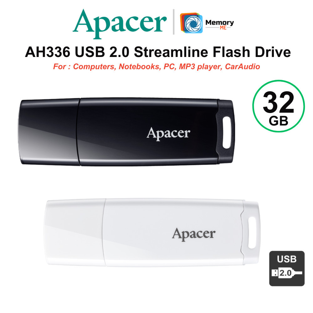 APACER แฟลชไดร์ฟ FlashDrive 32GB USB2.0 (AH336) Black / White Flash drive notebook PC ของแท้