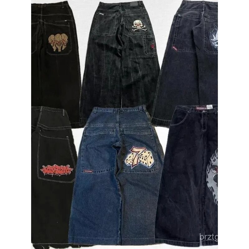 Men Men Men กางเกงยีนส์ Y2K กระเป๋า Retro JNCO คุณภาพสูงรูปแบบ Hip Hop Street Casual Men Harajuku ขา