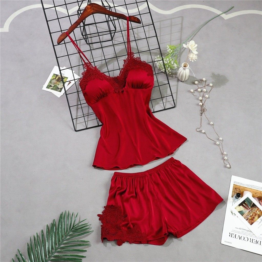 ชุดนอนลูกไม้เซ็กซี่ชุดนอนผู้หญิงชุดนอนคอวี Women s pajamas LittleStar19 ✨b_oxygen389.th✨