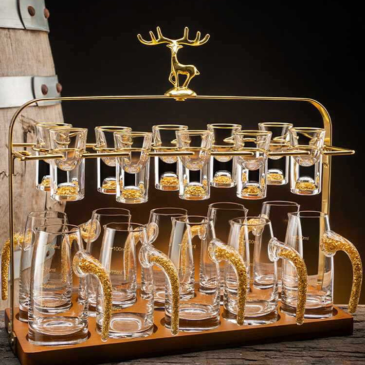 แสงหรูหราแก้วคริสตัลแก้วไวน์ขาวชุดครัวเรือนสไตล์จีนหนึ่งจิบแก้วแก้วไวน์ขนาดเล็กสองจุดไวน์เรือไวน์ TL