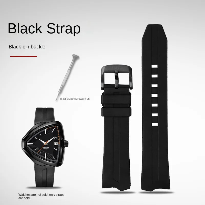 สายนาฬิกา FKM คุณภาพสูงสําหรับ Hamilton Ventura H245950 ชม.245850 ชม.245510 ชม.245550 สร้อยข้อมือยาง