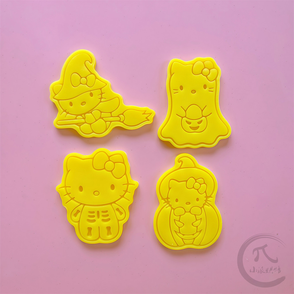 Ins Halloween KT Cat Icing Biscuit Mold Pumpkin Witch Ghost hellokitty Baking Cookie Imprint Mold แม