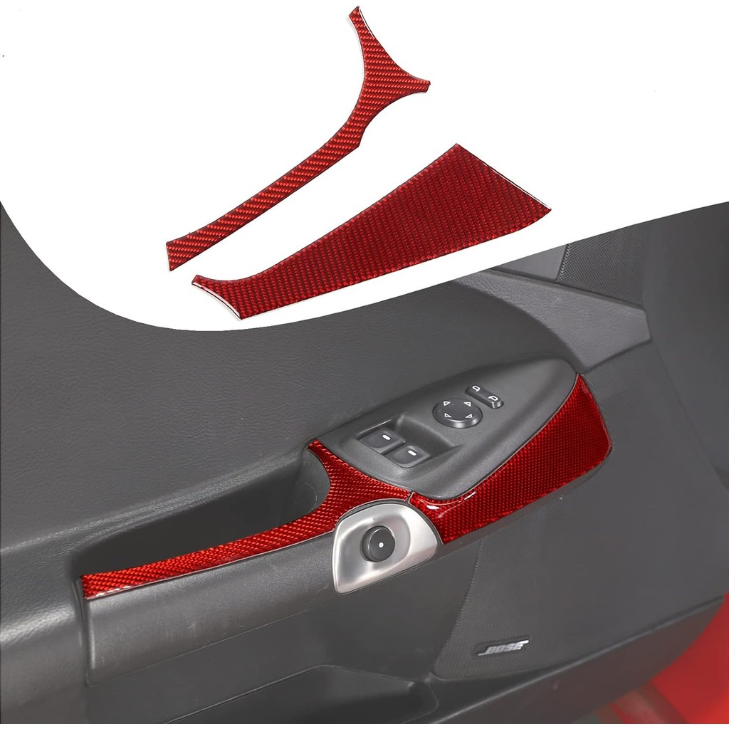 Lcojicep มือจับประตูสติกเกอร์ตกแต่งใช้งานร่วมกับ Corvette C6 2005-2013 Z06 ZR1 ประตูด้านในคาร์บอนไฟเ