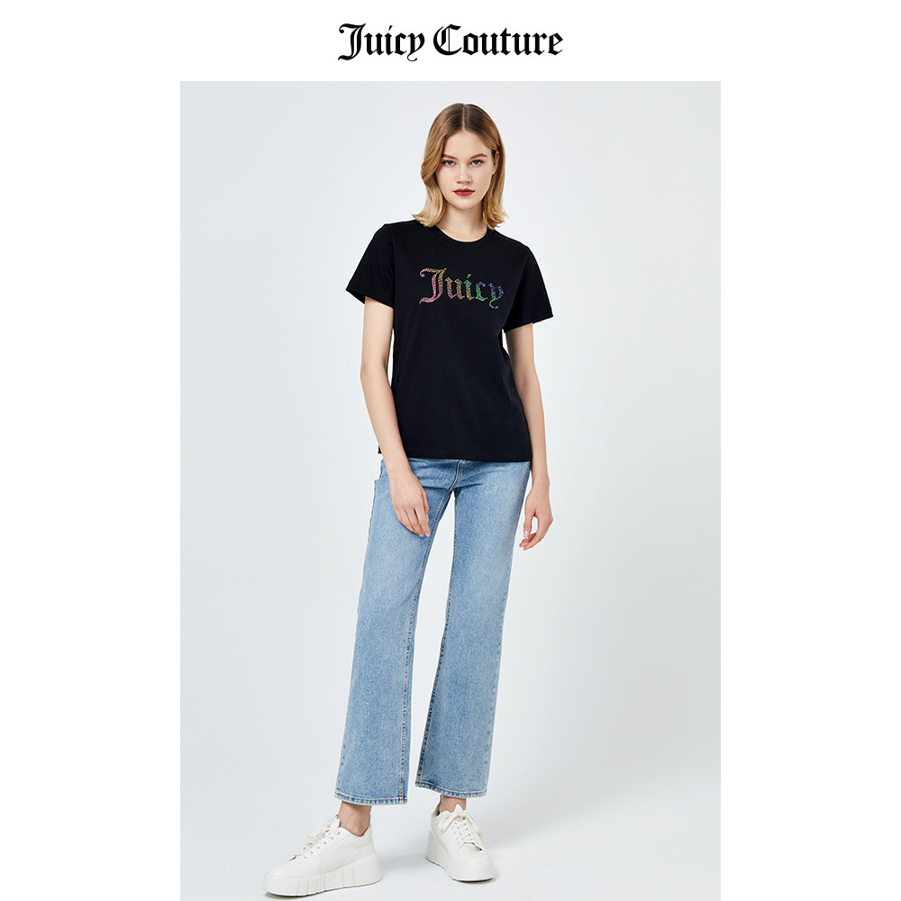 เสื้อยืดJuicy Couture ฤดูร้อนสไตล์ใหม่ แขนครึ่ง สำหรับผู้หญิง ทำจากผ้าฝ้ายแท้ เหมาะสมกับการสวมใส่คู่