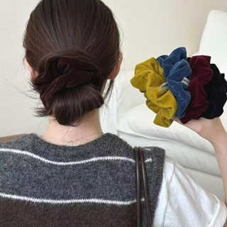 สีทึบกํามะหยี่ผมหางม้าผูกผมสําหรับผู้หญิงย้อนยุคจีบบุญ ยางรั…