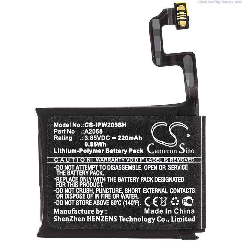 Cameron Sino 3.85V 220mAh CS-IPW205SH แบตเตอรี่สมาร์ทวอทช์ A2058 สําหรับ Apple iWatch Series 4 40 มม