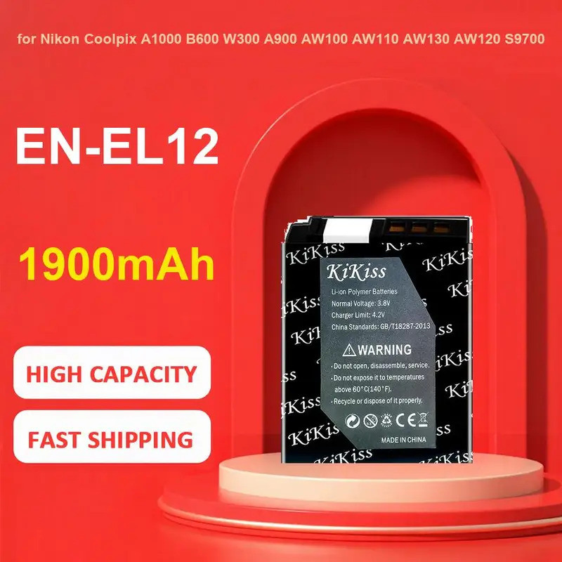 KiKiss แบตเตอรี่สําหรับ Nikon Coolpix A1000 B600 W300 A900 AW100 AW110 AW130 AW120 S9700 S9500 S9400