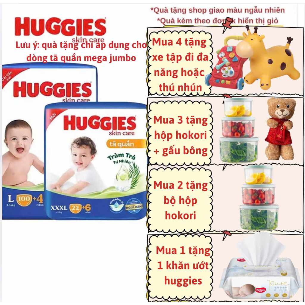 Huggies Skincare Mega Jumbo Diaper Pants Full Size ML XL XXL XXXL Gift จะห่อด้วยเมื่อซื้อไปคุ้มค่าโด