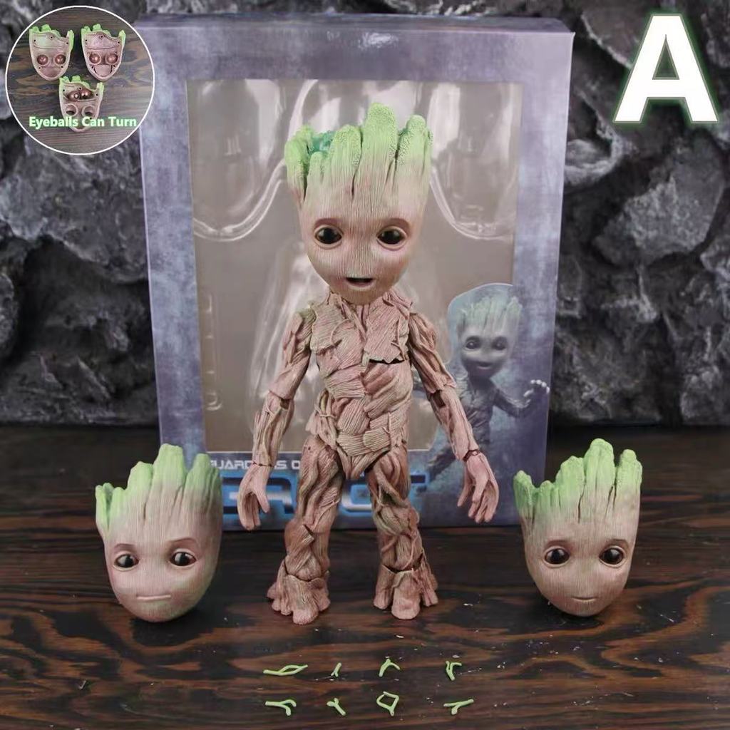 Guardians of the Galaxy Groot Action Figure - Baby Groot Replacement Face, Articulated Collectible M
