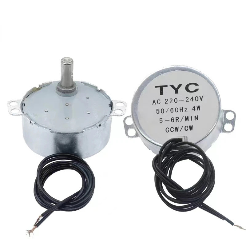 TYC-50 AC 220V-240V 12V 5-6rpm Stable Synchronous มอเตอร์ 50/60Hz แรงบิด 4KGF.CM 4W CW/CCW ไมโครเวฟ 