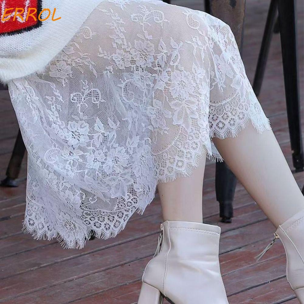 ERROL ลูกไม้ Underkirt Slips, ดอกไม้ 75 ซม.กระโปรงความปลอดภัย Petticoat, นุ่มเอวสูง Cheongsam Streetwear ตาข่าย Underkirt Slips ชุด Commuting