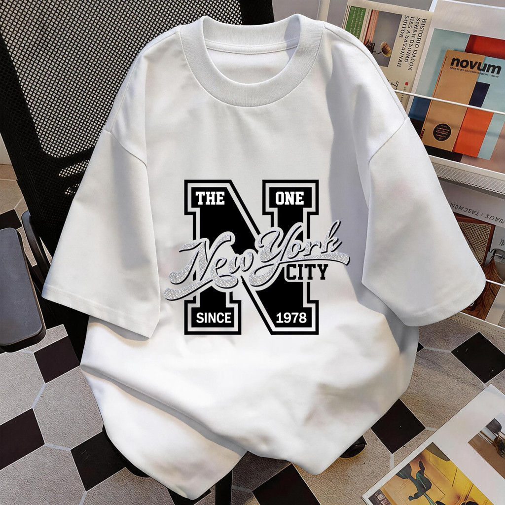 TEE·SHOP เสื้อยืด oversize เสื้อเท่ๆ เกาหลี " New York Since 1978 " ไม่หดตัว พิมพ์ลาย ผ้านิ่มใส่สบาย COD