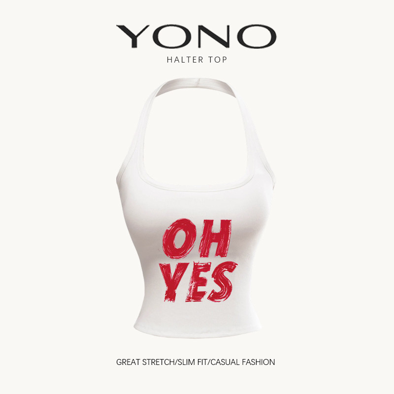 (พร้อมส่ง24ชม.) halter top เสื้อคล้องคอสีดำ ลายมือดวงตาสีเงิน ทรงเข้ารูป ฟีล y2k ดาร์กหวานเท่