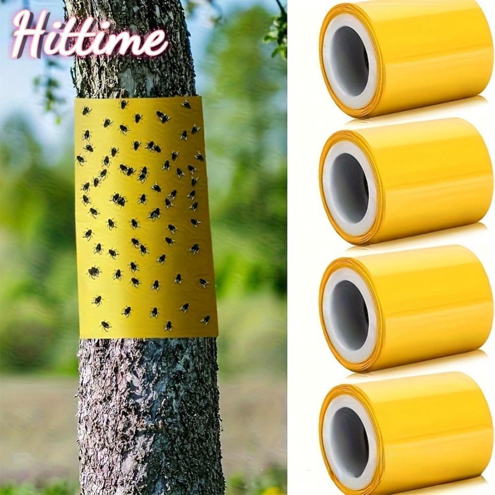 HITTIME 5M สีเหลืองสองด้านกาวแมลง Barrier เทปสวน Orchard Ant Moth กลางแจ้ง L9R6
