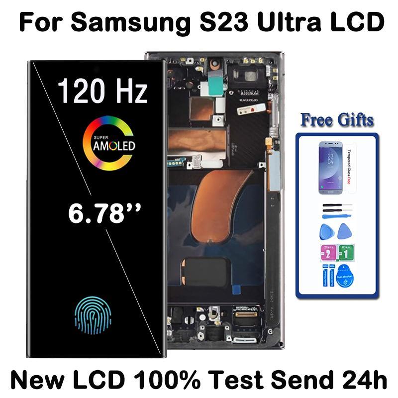 SAMSUNG 6.8 AMOLEDจอแสดงผลสําหรับSamsung Galaxy S23 Ultra S918B S918B/DSจอแสดงผลLcdหน้าจอสัมผัสดิจิตอลพร้อมกรอบประกอบ