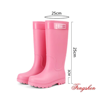 รองเท้ากันฝนสตรี รองเท้ากันน้ำสำหรับกลางแจ้ง วัสดุพีวีซี กันลื่น กันน้ำ นุ่มและเบา ผ้ากอซด้านใน รองเท้าทำงานวันฝนตก