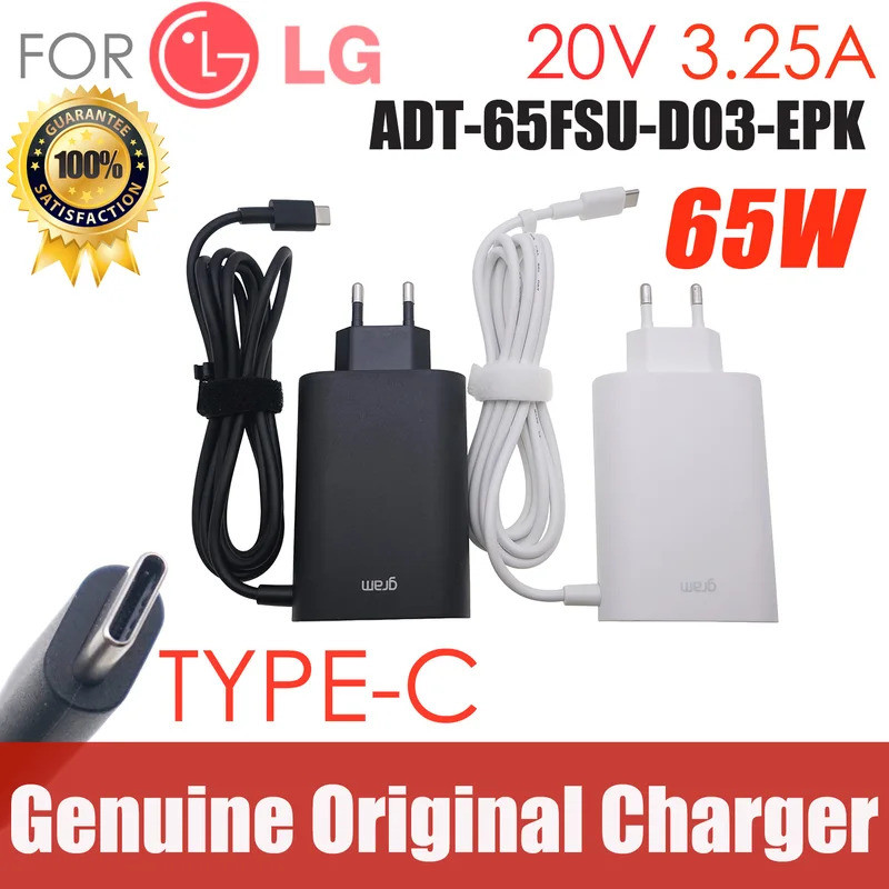 ของแท้ 20V 3.25A 65W TYPE-C ADT-65FSU-D03-EPK อะแดปเตอร์ไฟ AC Fast Charger สําหรับ LG กรัม 14Z90P 17