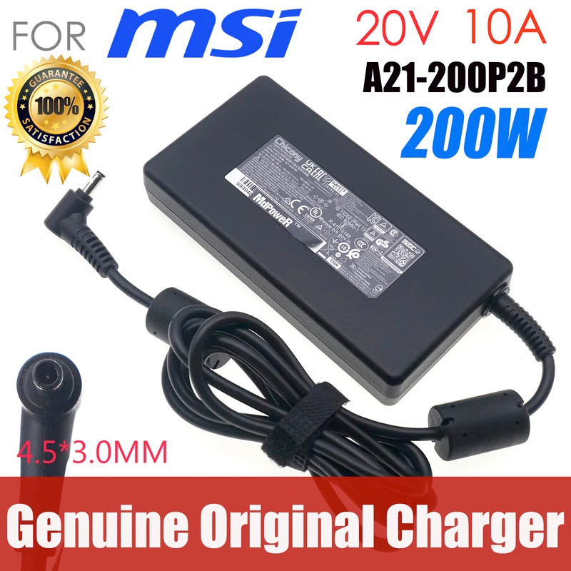 สําหรับ MSI Katana 15 B13VEK B13VGK B12VEK B12VFK B12VGK แล็ปท็อปแหล่งจ่ายไฟ 200W 20V 10A 4.5*3.0 มม