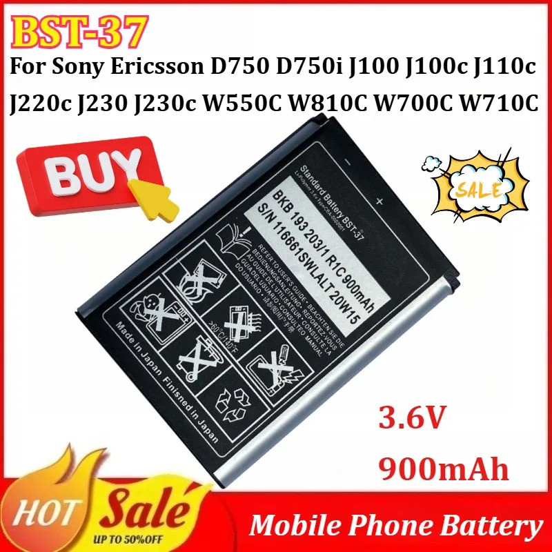 BST-37 3.6V 900mAh แบตเตอรี่โทรศัพท์มือถือสําหรับ Sony Ericsson D750 D750i J100 J100c J110c J220c J2