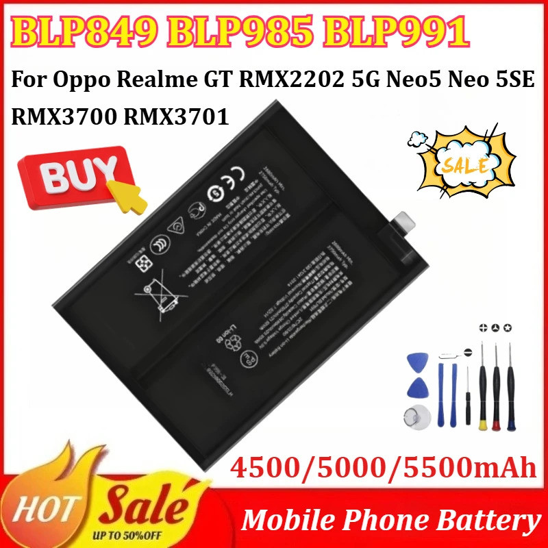 BLP849 BLP985 BLP991 4500/5000/5500mAh แบตเตอรี่โทรศัพท์มือถือสําหรับ Oppo Realme GT RMX2202 5G Neo5