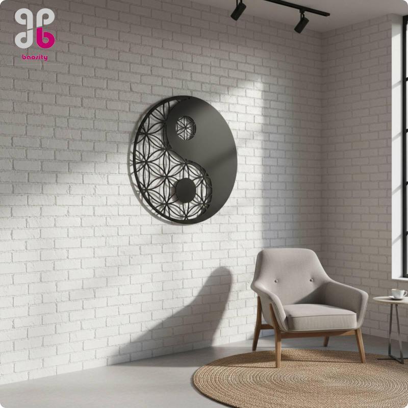 ความBaosity Yin Yang โลหะตกแต่งผนัง Openwork Yin-Yang Wall ตกแต่งชั้นสําหรับสํานักงาน