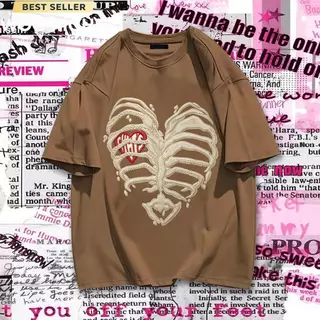 ( ร้านเสื้อยืดผู้ชาย) เสื้อยืดลายกระดูก Oversize Street Style วินเทจ พร้อมส่ง เสื้อยืดแฟชั่น ชายหญิง ใส่สบาย มีหลายสี