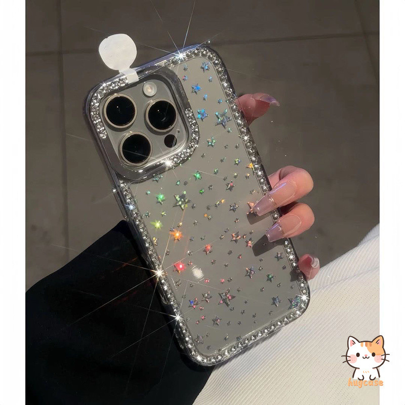 หรูหราเลอค่า กากเพชรและคริสตัลประดับรอบขอบ สำหรับ iPhone รูปที่ 2