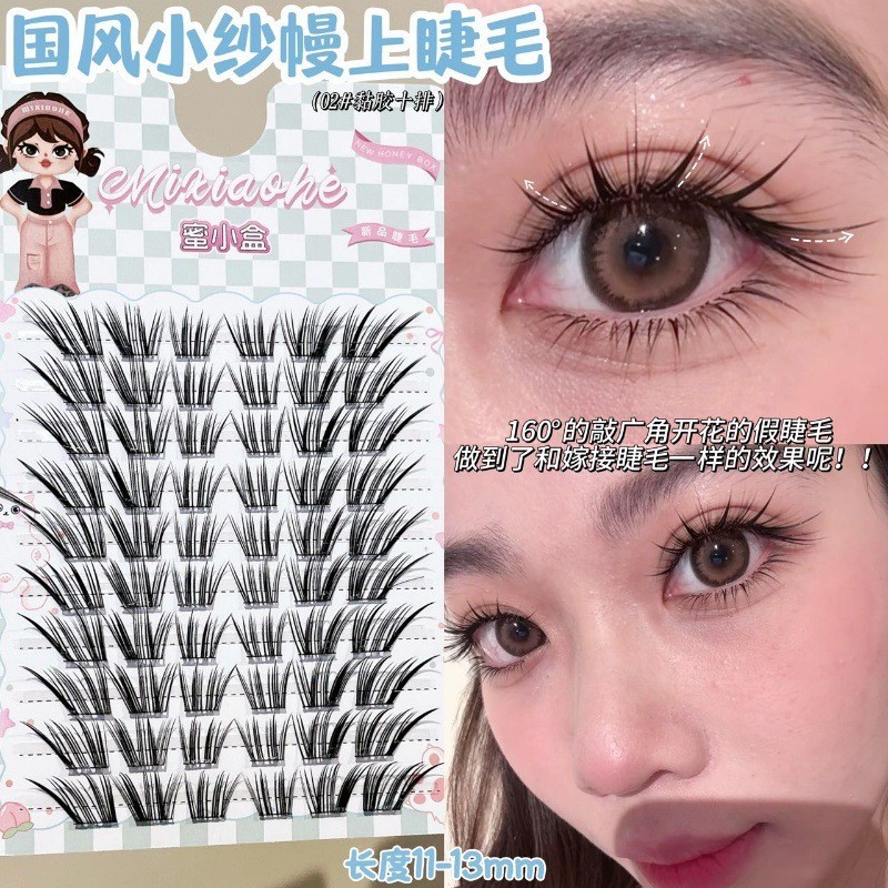 Sheer Veil เอียง Fox Manga Lashes แยก Strands Voluminous Grafting ยิงสไตล์