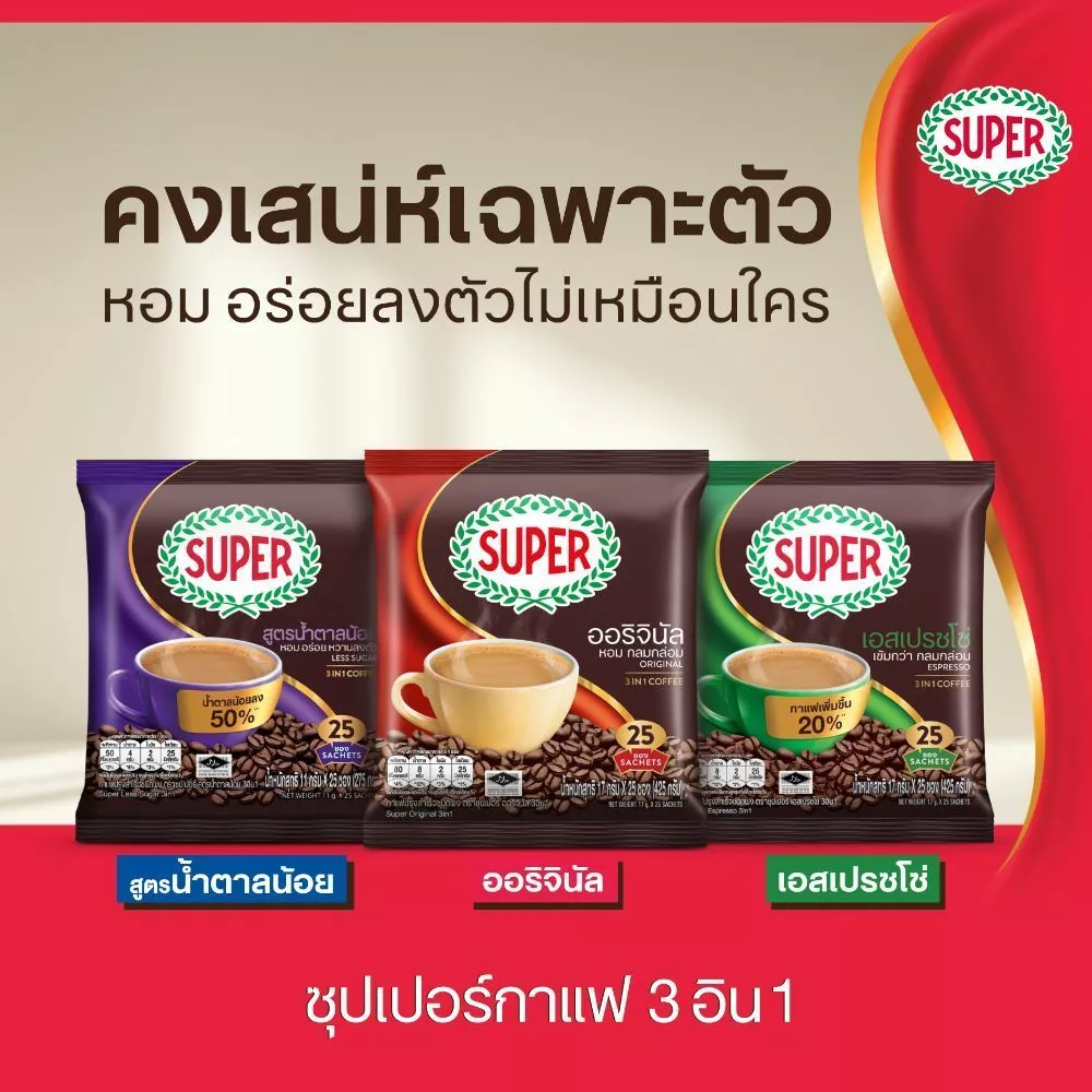 [100 ซอง] SUPER Instant Coffee 3in1 ซุปเปอร์กาแฟ 3 อิน 1  (เลือกรสชาติได้) thumbnail 7