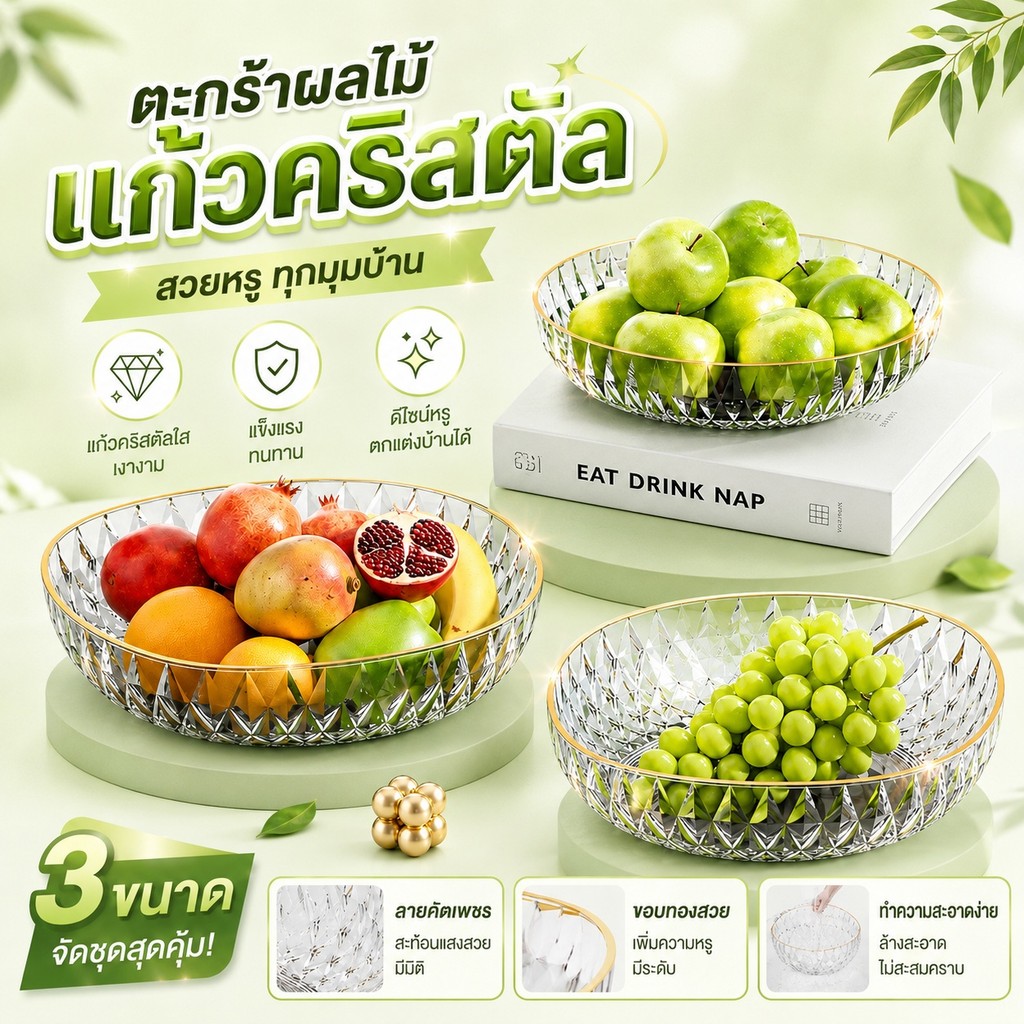 ซม หนาและทนทานจานผลไม้จานผลไม้พลาสติกหรูหราประสบการณ์ที่แข็งแกร่งและสูญเสียง่าย，A00238