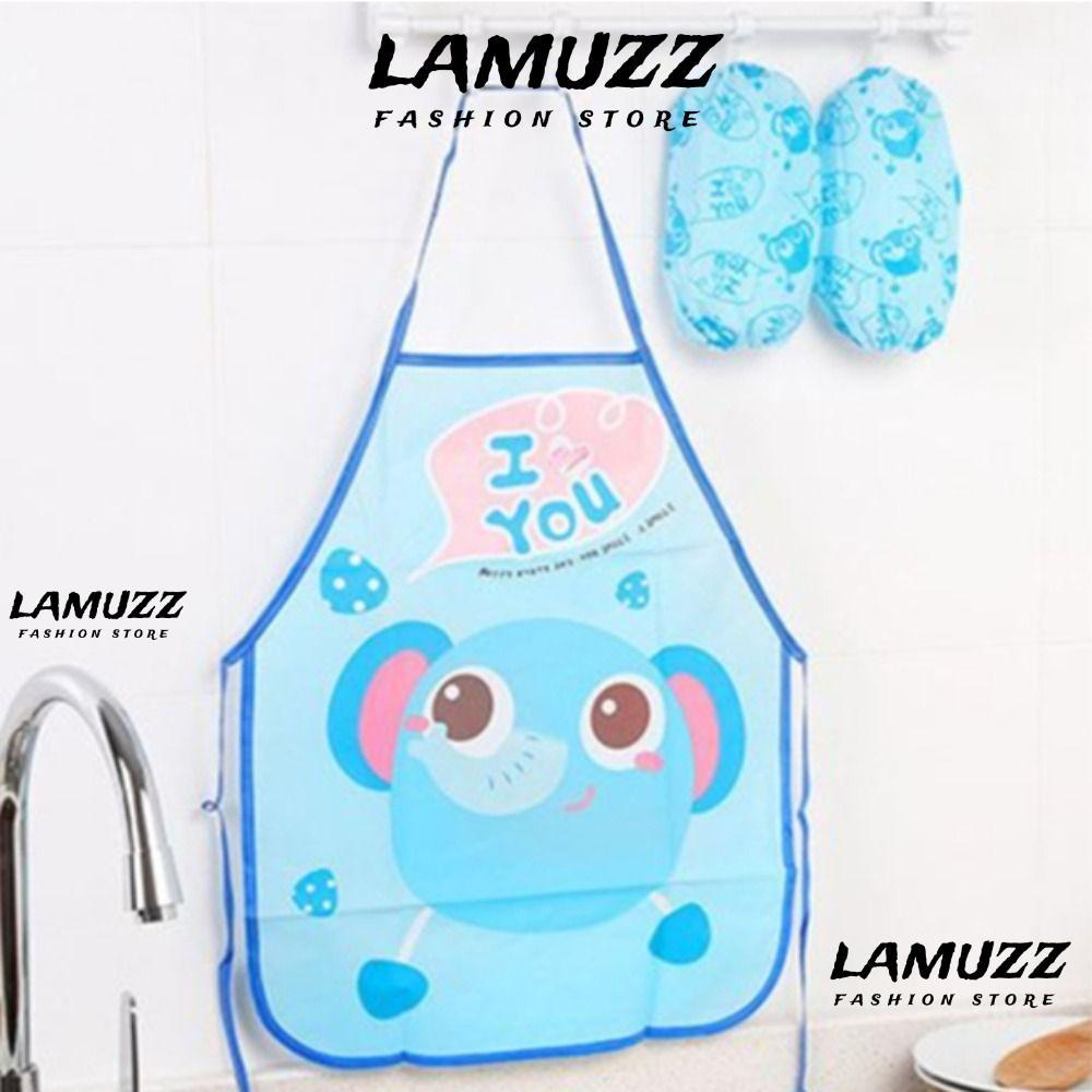 LAMUZZ Bib, ผ้ากันเปื้อนกันน้ําลายการ์ตูน, ชุดความคิดสร้างสรรค์ Antipaste ภาพวาดห้องครัว Smock สําหรับเด็ก