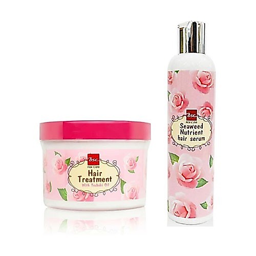 เซ็ตคู่ BSC Glossy Hair Treatment Wax 400g + BSC Seaweed Nutrient Hair Serum 250 ml. บีเอสซีชุดบำรุงผมสุดคุ้ม