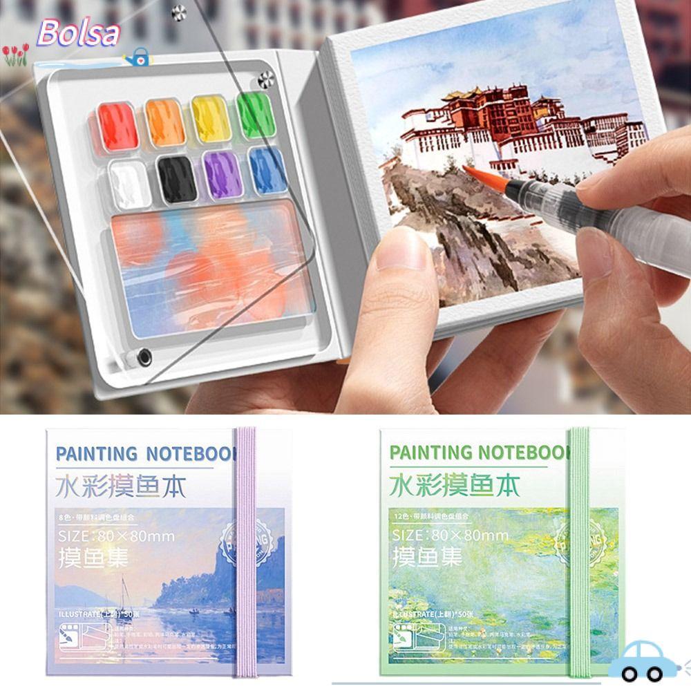 สมุดระบายสีฉีกขาดพร้อมจานสี, กล่องสีน้ําเดินทาง, จานสีน้ําอะคริลิคทนทาน, อุปกรณ์ศิลปะ