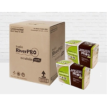 ริเวอร์โปร์ Riverpro กระดาษเช็ดมือสีน้ำตาล ไม่ฟอกสี กระดาษพันแก้วกาแฟ กระดาษเช็ดมือแบบแผ่น หนา 2 ชั้น รวม 7,200 แผ่น