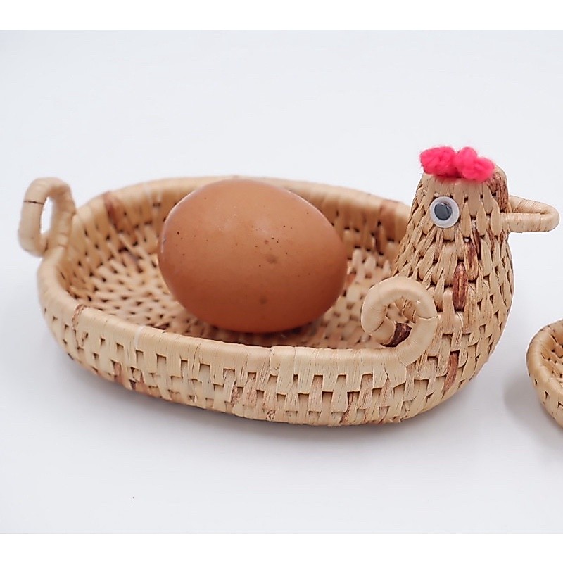 ตะกร้าไก่ ตะกร้าสาน ที่วางของ กระจาดไก่ ขนาด 8x12x3 cm ใส่ไข่ได้ 2-3ฟอง
