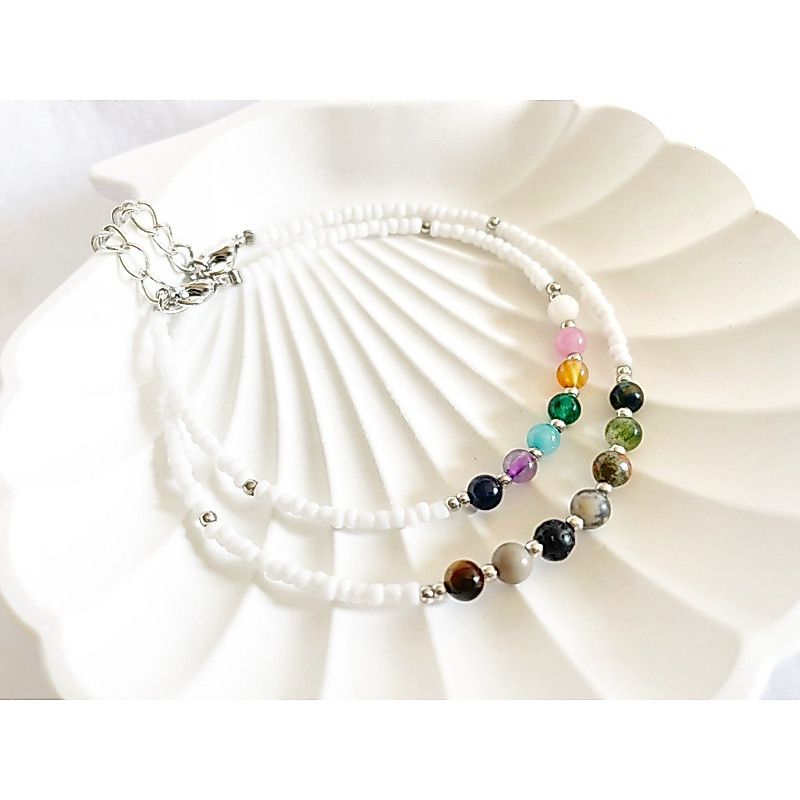 [🇹🇭พร้อมส่งจากไทย]🔮Lucky Stone🔮สร้อยข้อมือหินมงคลแท้  7 ชนิด มินิมอลมูเตลู